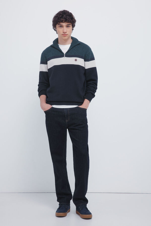 Springfield Color block zip fastening jumper green