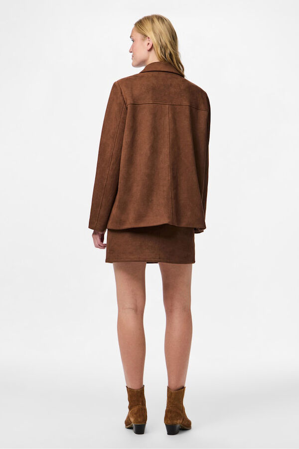 Pieces Chaqueta blazer antelina marrón
