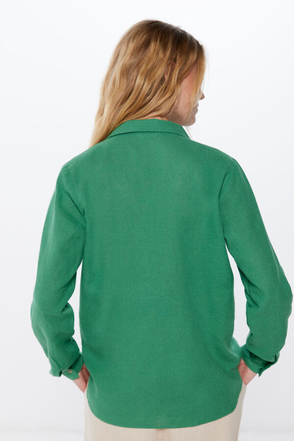Springfield Linen/cotton polo collar blouse ecru