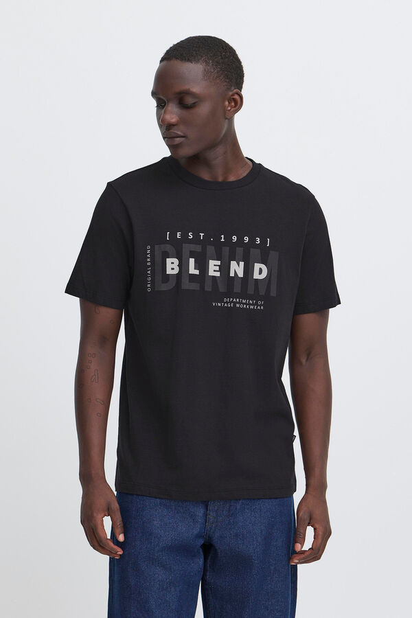 Blend Camiseta manga curta com logo  preto