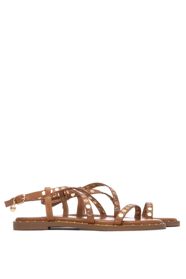 XTI Strappy studded sandal nude