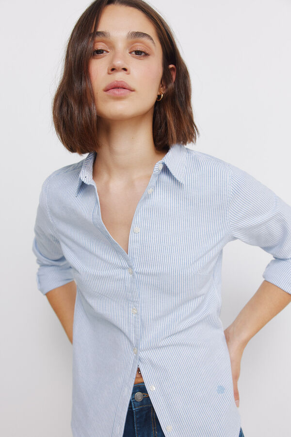 Springfield Camisa de algod&atilde;o Oxford azul