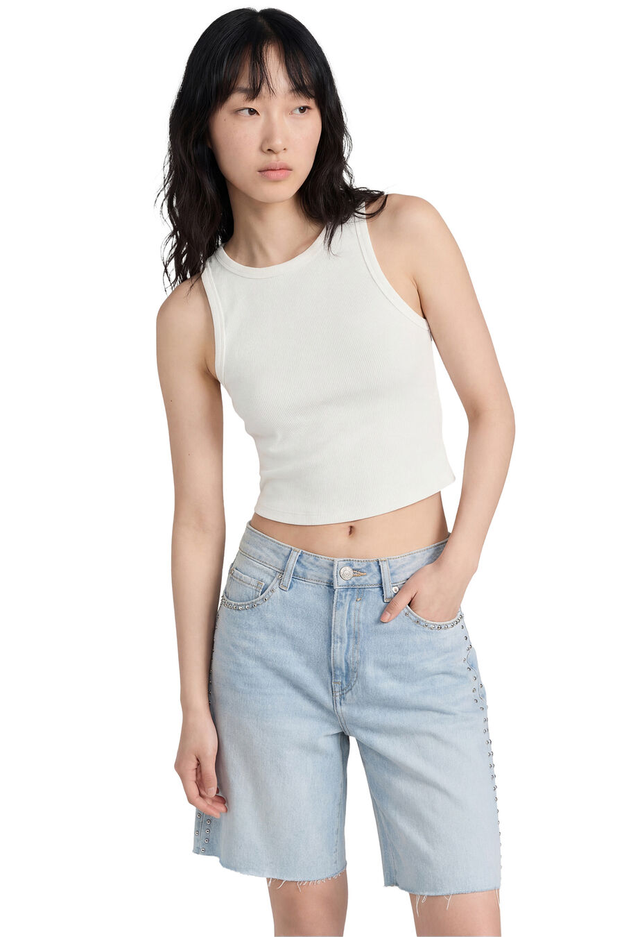 Top canalé entallado