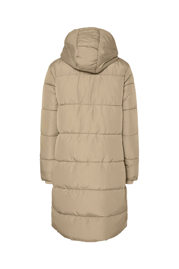 Pieces Puffer long coat with hood beige
