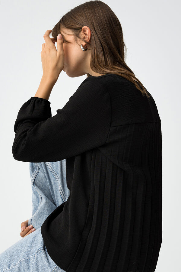 Tiffosi Blouse with pleated back Crna