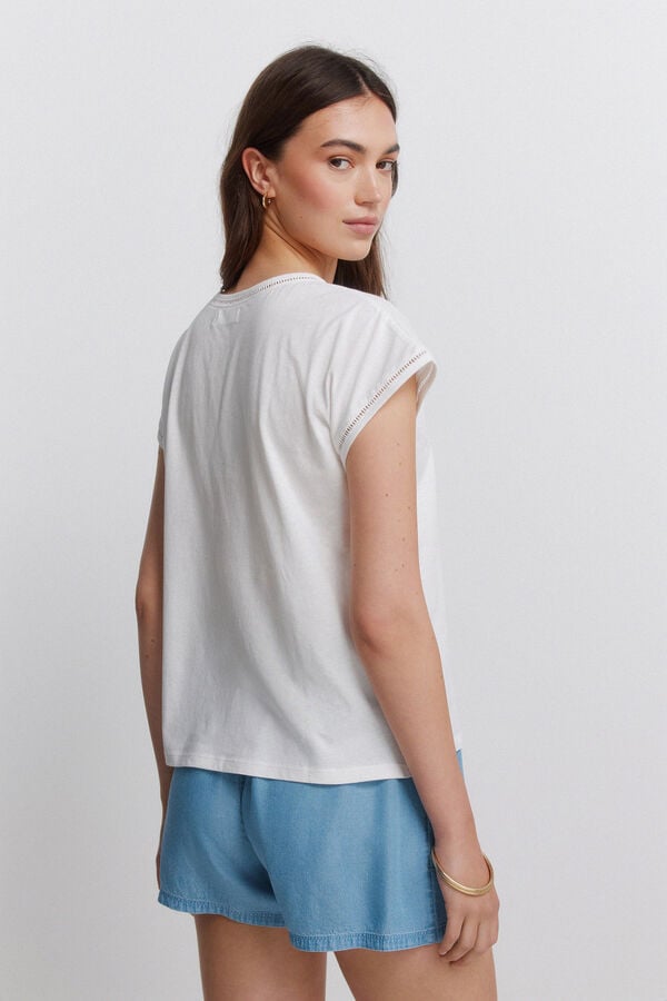 Springfield Printed short sleeve T-shirt beige