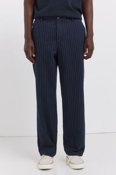 Springfield Striped linen straight fit chinos