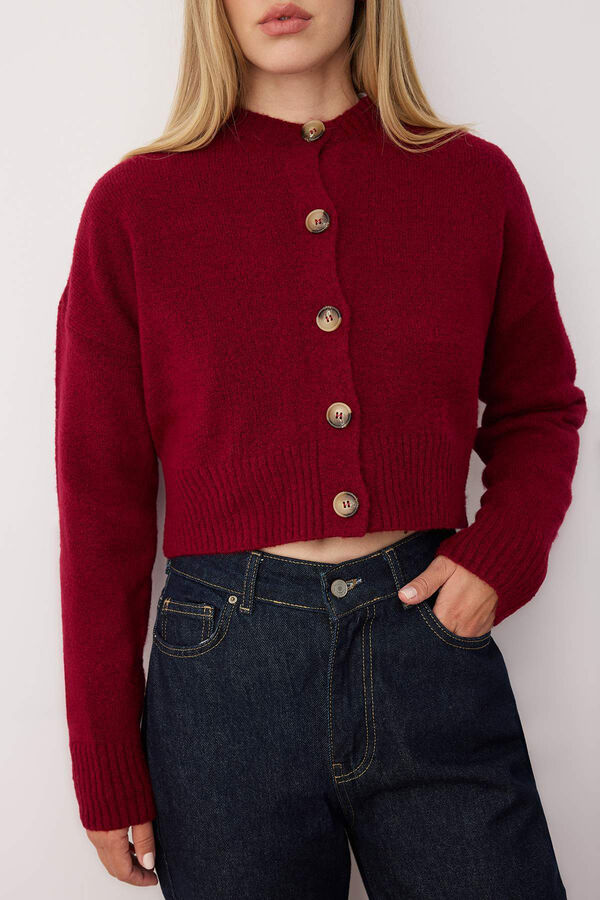 Trendyol Knitted cardigan with buttons printed