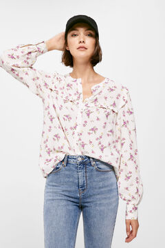 Springfield Floral ruffled blouse camel
