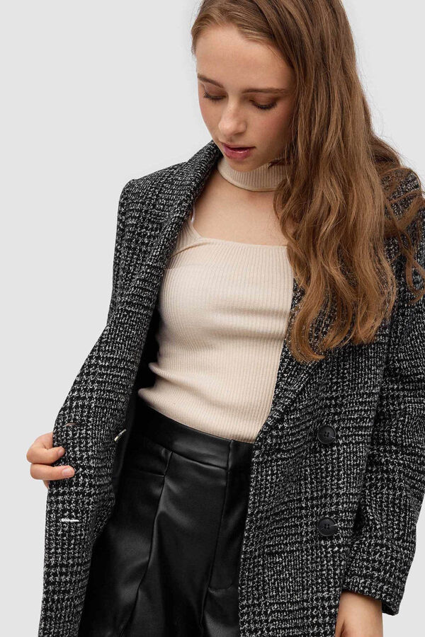 Inside Abrigo Pa&ntilde;o Cruzado negro