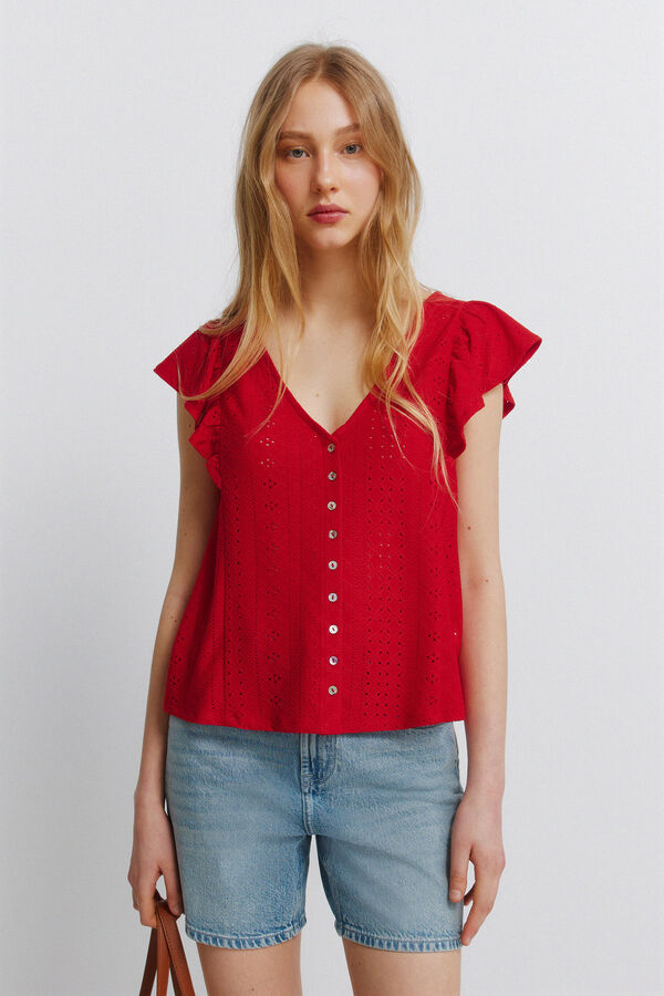 Springfield Embroidered short sleeve T-shirt red