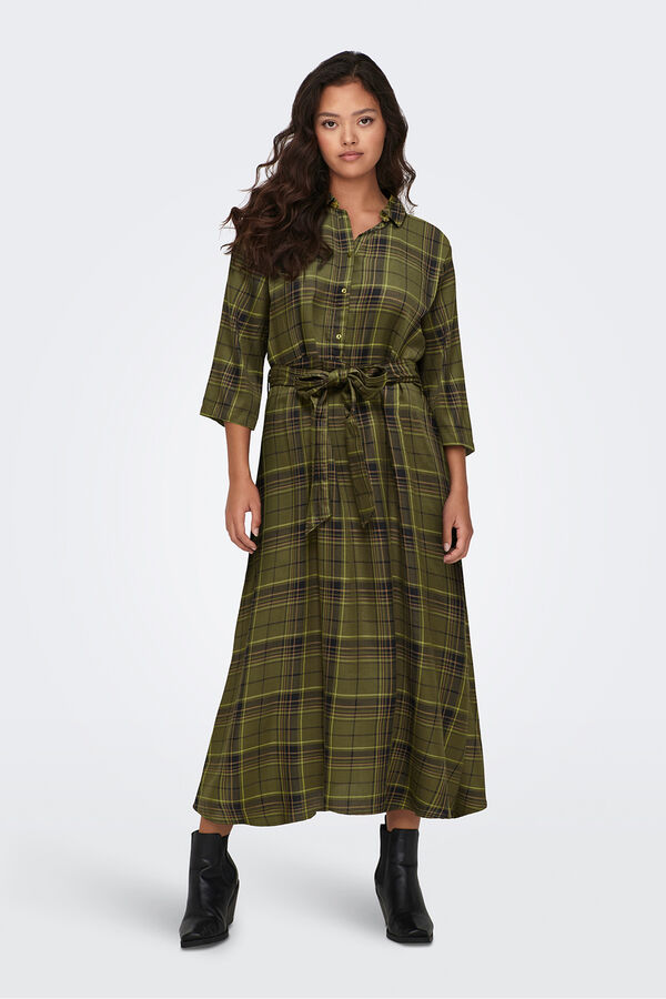 JDY Vestido midi camisero marr&oacute;n