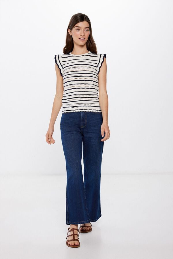 Springfield Striped open-knit top navy mix