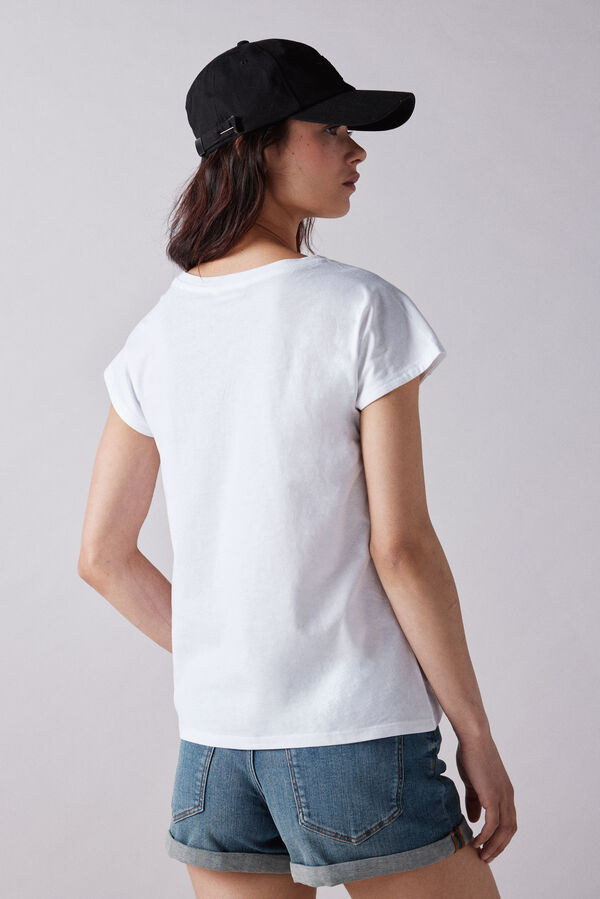 Springfield T-shirt ombro botões algodão branco