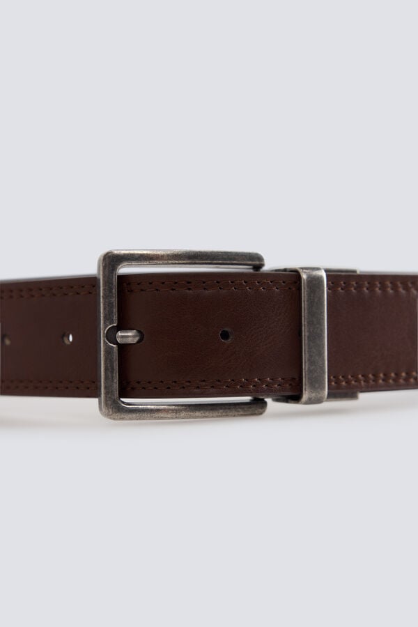 Springfield Reversible denim belt nude