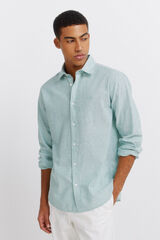 Springfield Striped linen shirt green