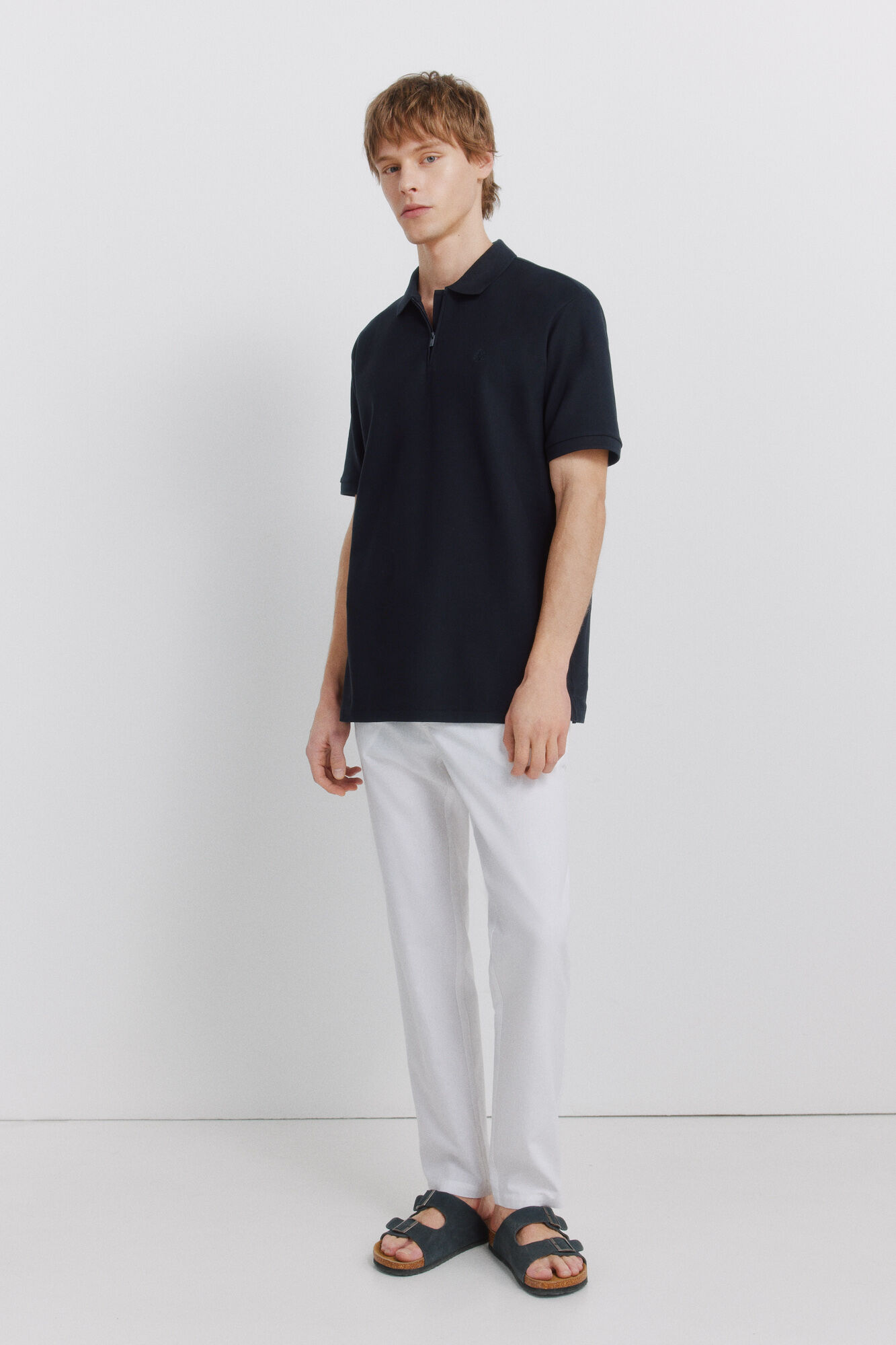 Springfield Piqu&eacute; zip regular fit polo shirt