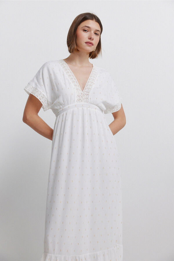 Springfield Crochet midi dress brown