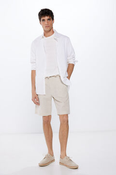 Springfield Comfort slim fit linen Bermuda shorts natural