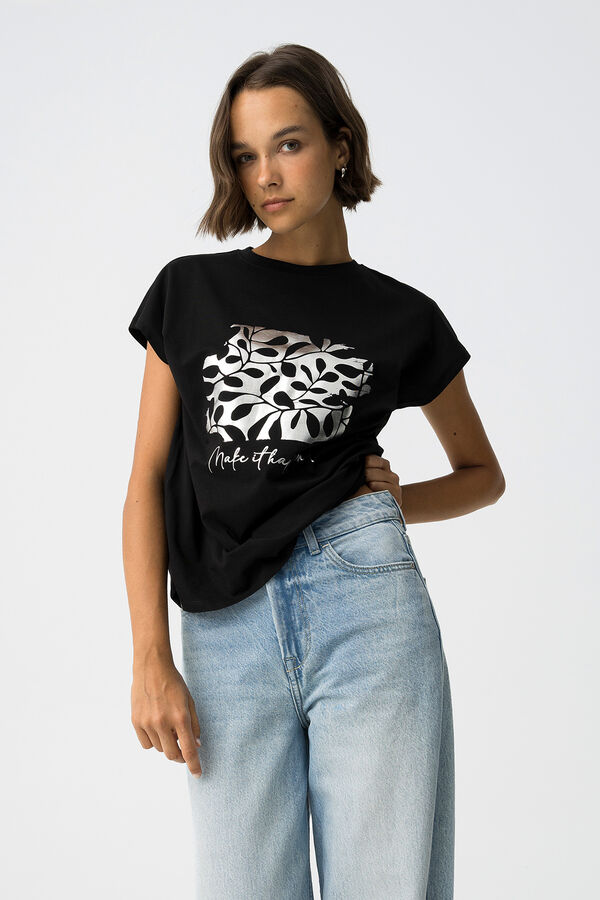 Tiffosi Metallic print T-shirt Crna
