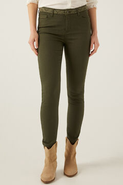 Springfield Hose bestickter Bund gr&uuml;n