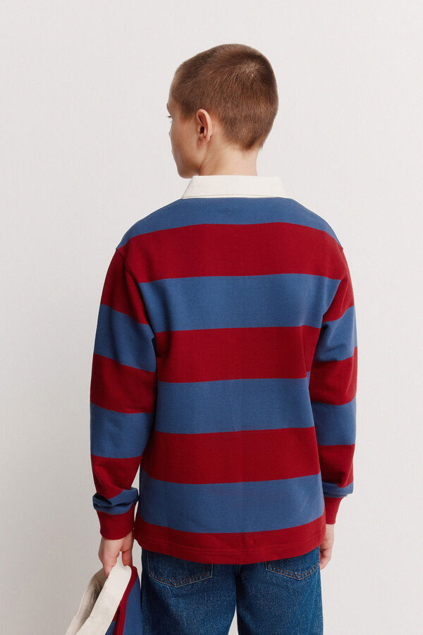 Springfield Kids Prugasta ragbi majica polo za dečake Crvena