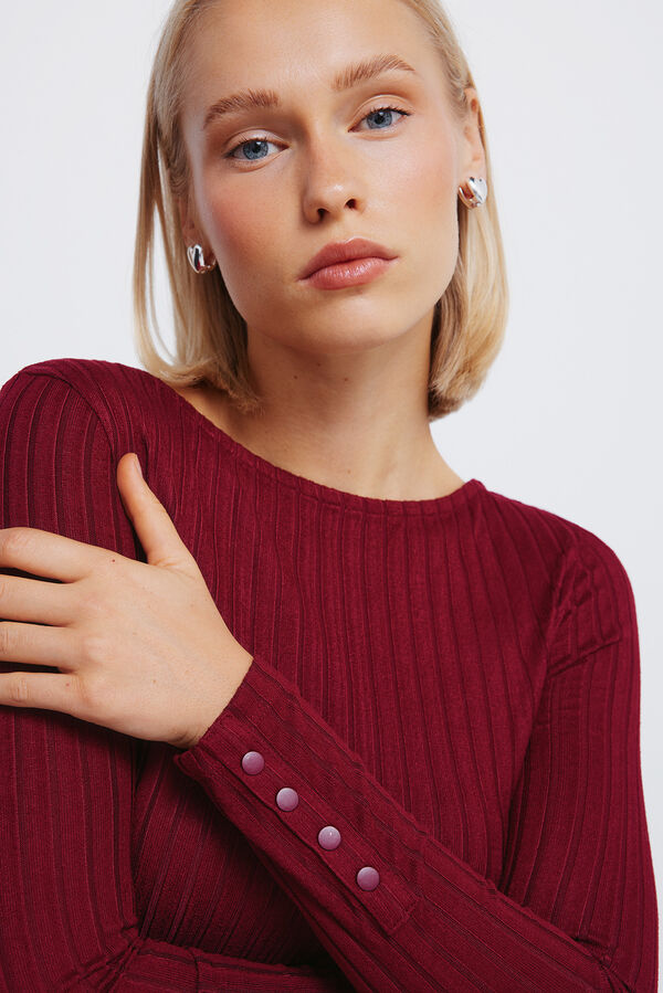 Springfield Ribbed boat neckline T-shirt printed