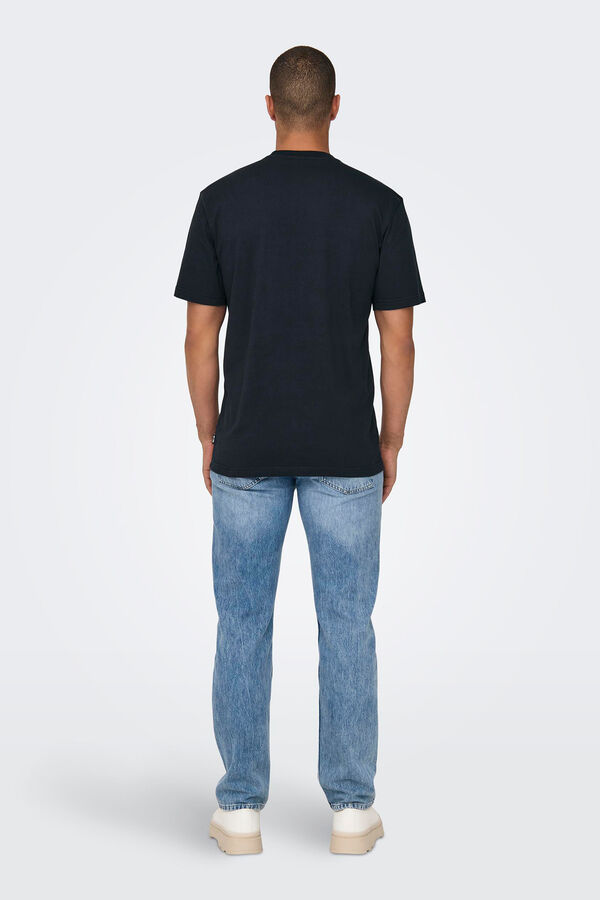 Springfield Klassisches Kurzarm-Shirt schwarz