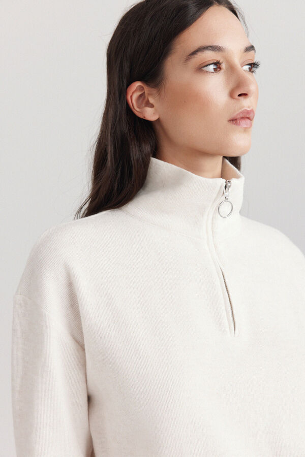 Springfield Fine knit zip fastening neck jumper white