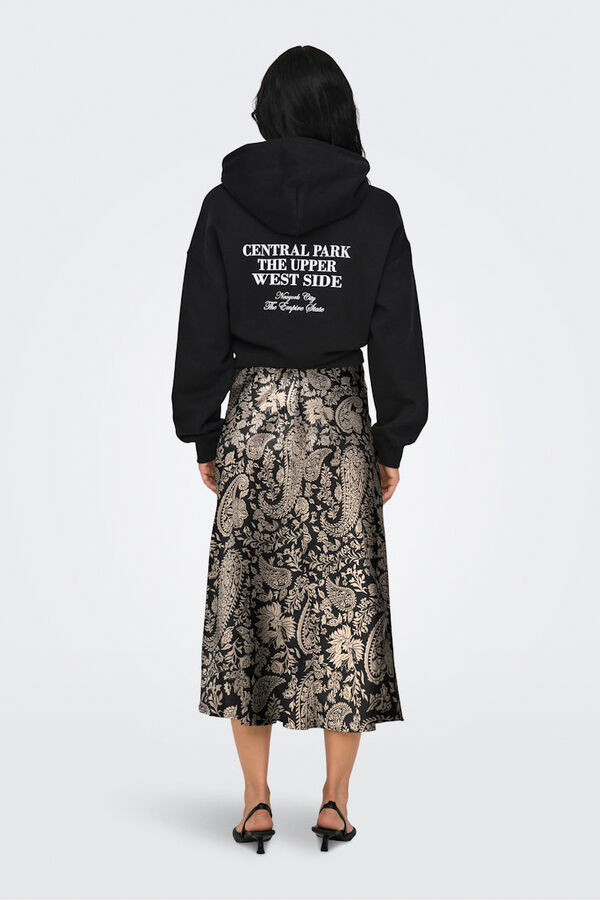 Only Falda midi sat&eacute;n estampado