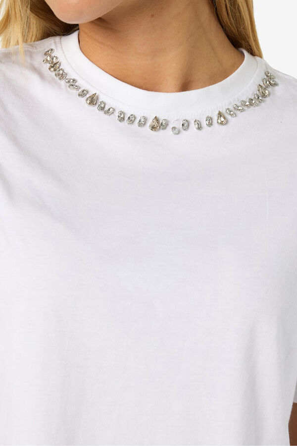 Noisy May T-Shirt mit Ausschnitt Wei&szlig;