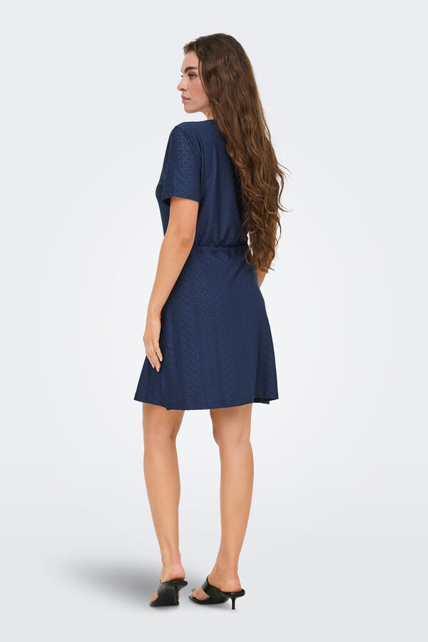 JDY Embroidered short dress blue
