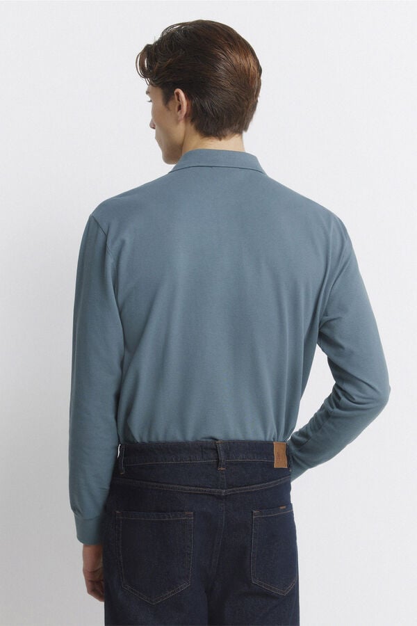 Springfield Basic long sleeve regular fit polo shirt SPRINGFIELD blue