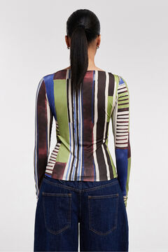 Topshop Top manga comprida estampado