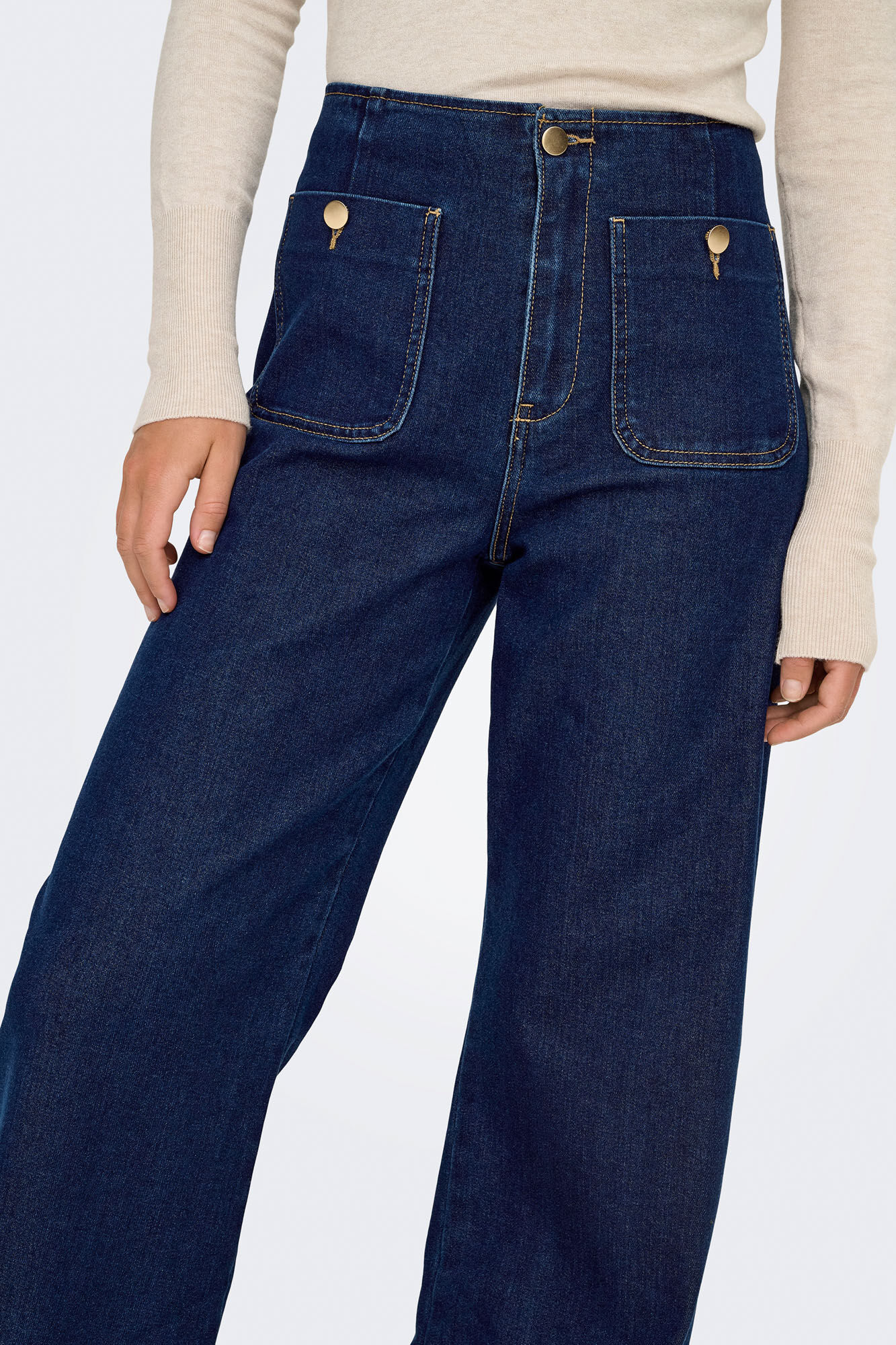 Only Cal&ccedil;a Jeans de Perna Larga com Bolsos