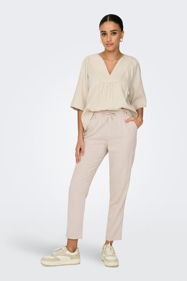 Only Pantal&oacute;n regular fit de lino gris