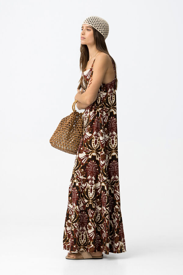 Tiffosi Vestido largo boho marr&oacute;n