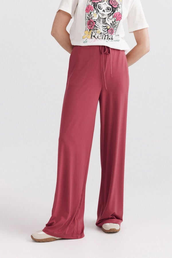 Springfield Fluid viscose trousers pink