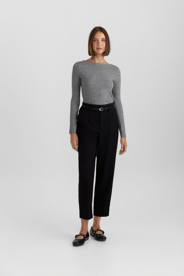 Springfield Pantalone krojački stil sa kai&scaron;em Crna