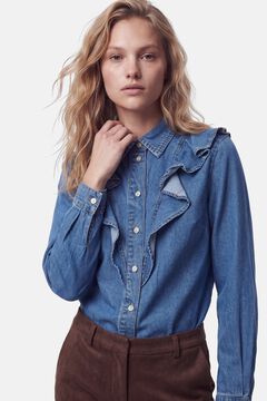 Pieces Denim shirt with ruffles
