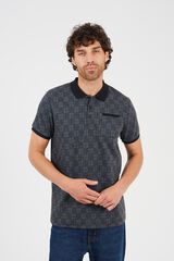 Brave Soul Polo jacquard de manga corta negro
