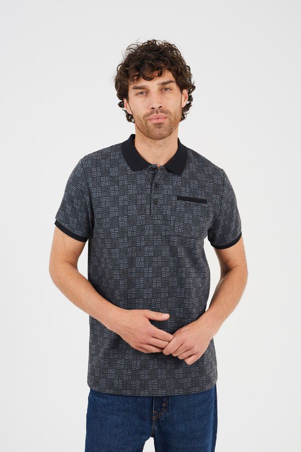 Brave Soul Polo jacquard de manga corta negro