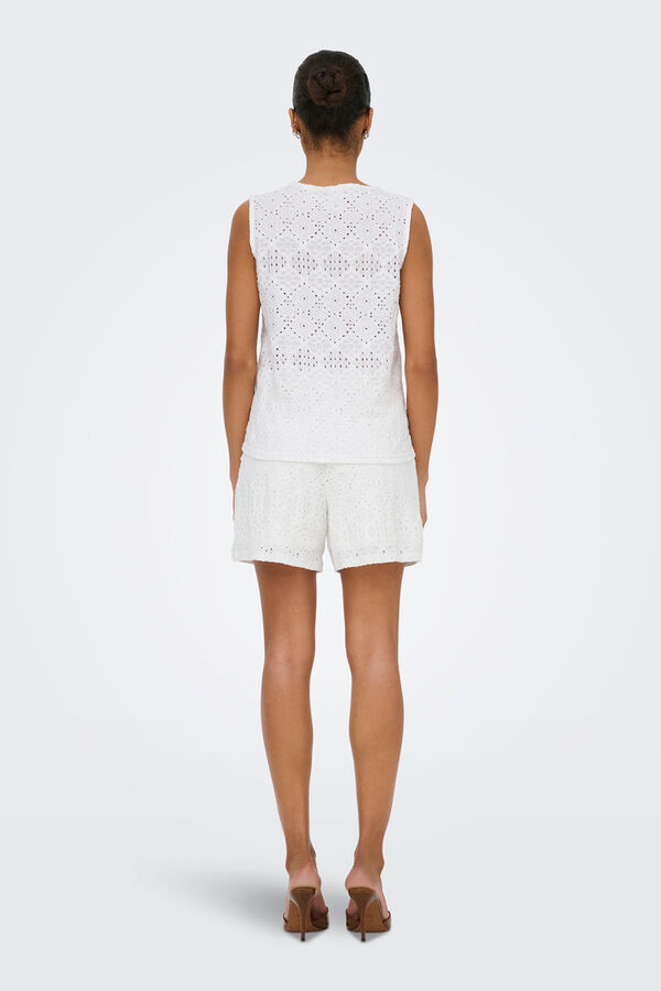 JDY Short encaje calado blanco