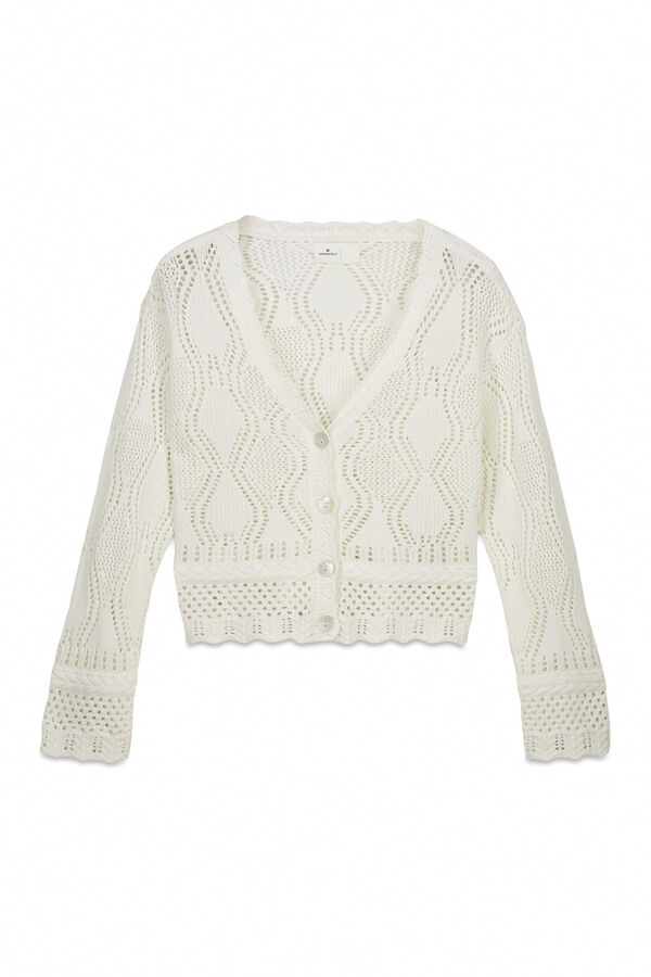 Springfield Cardigan pointelle marron