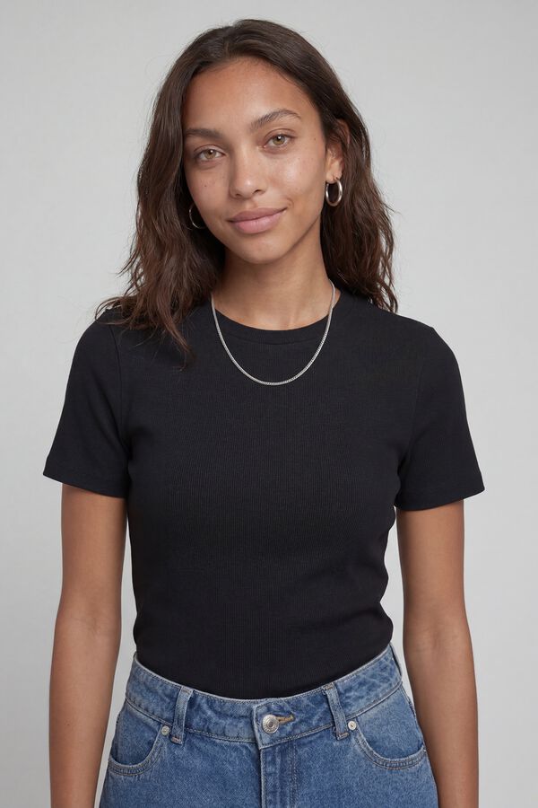 JJ REBEL Fitted ribbed T-shirt black