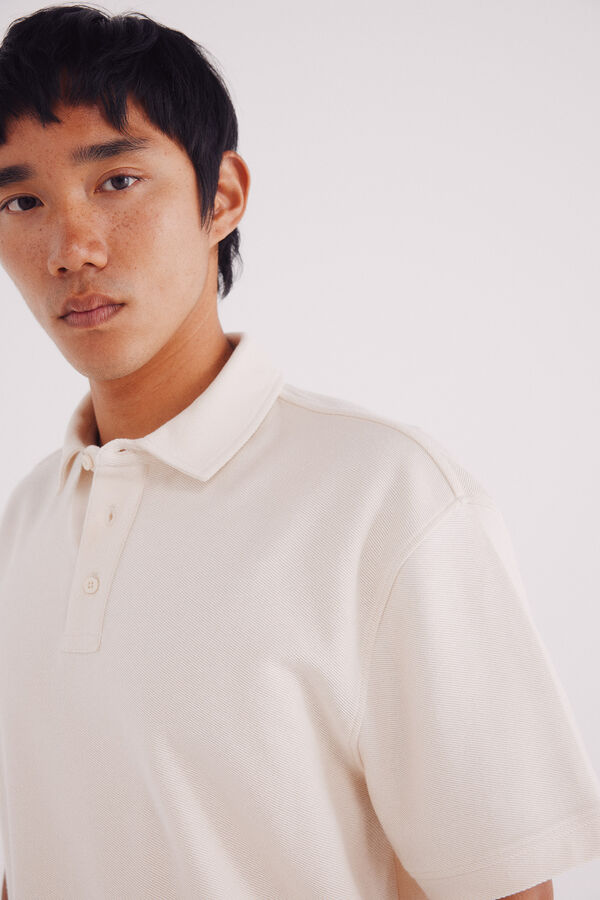 Springfield Regular fit twill structured polo shirt white