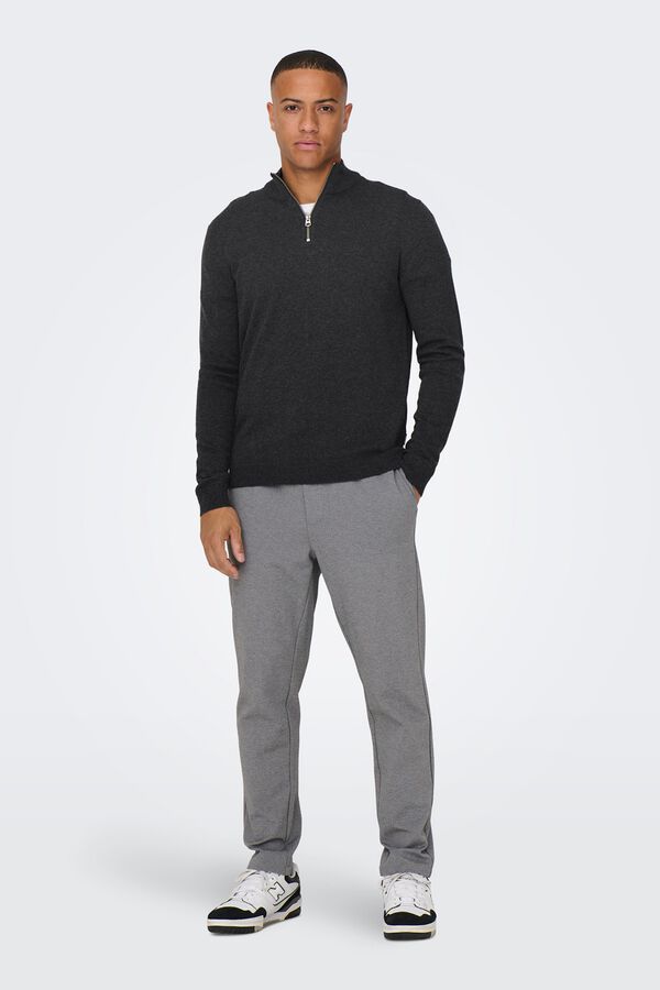 Only & Sons High neck zip-up jumper blue