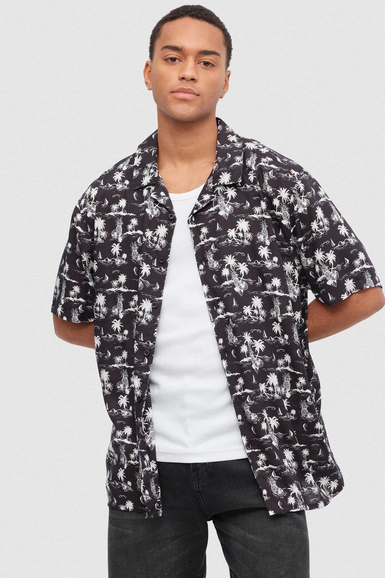 PALM TREE S/S CUBA SHIRT BLACK - ファッション