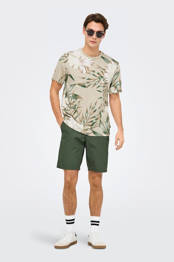 Only & Sons Bermuda shorts with zip fastening and button green
