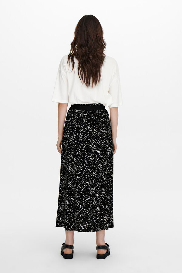Springfield Long printed skirt with elasticated waistband crna